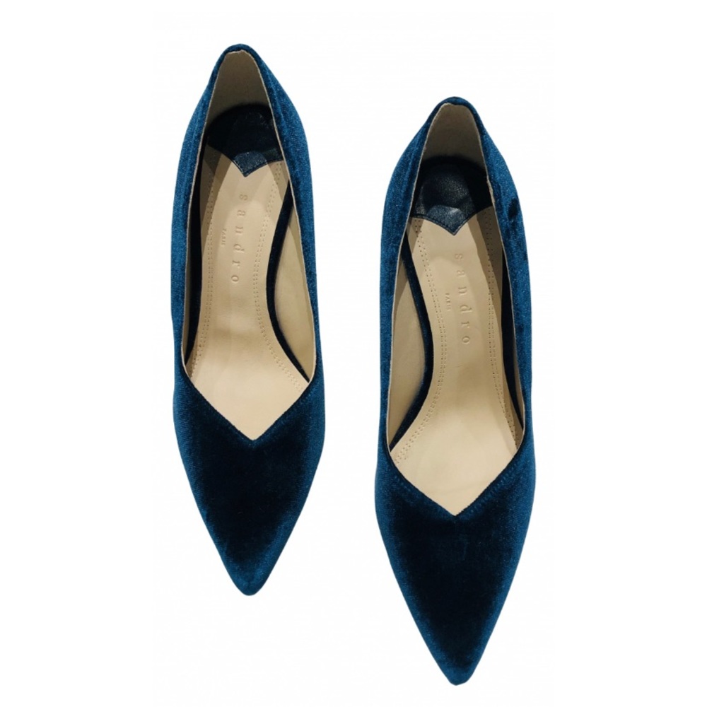 NIB Sandro Daphnee Turquoise Velvet Pumps